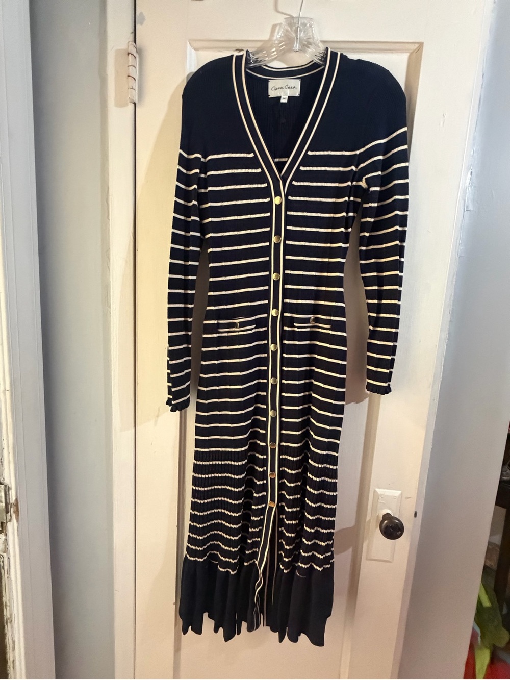 Cara Cara Marina Stripe Long Sleeve Midi Sweater Dress M - Picture 12 of 14